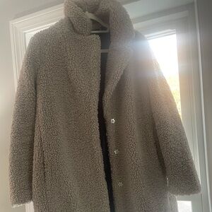 JCrew Mid Length Sherpa Coat Size Large